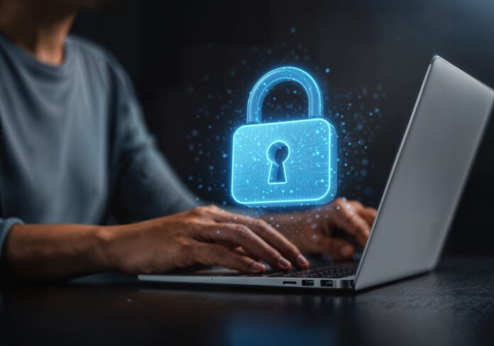 seguridad-de-los-datos-digitales-de-la-computadora-portatil-y-el-candado-de-seguridad-cibernetica